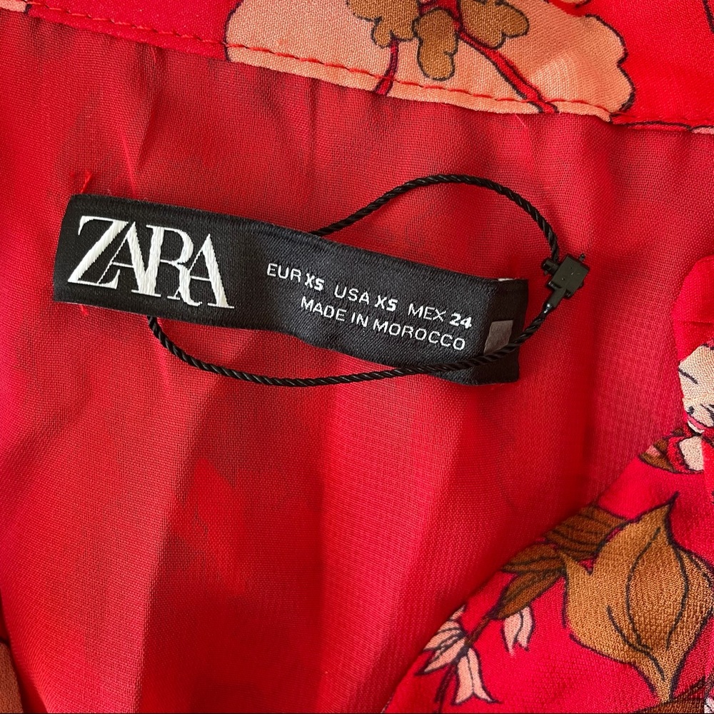 ZARA floral print neck tie dress - Picture 6 of 9